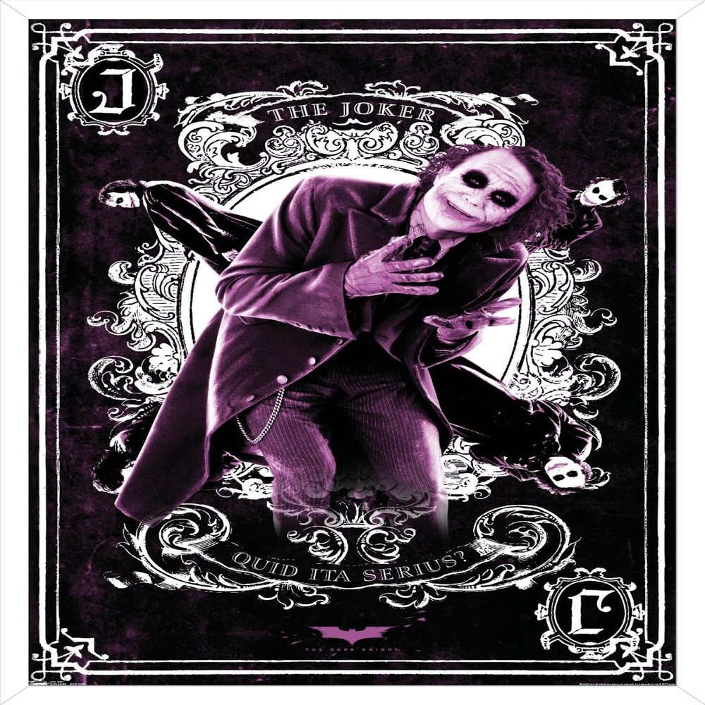 Trends International DC Comics Movie - The Dark Knight - The Joker Playing Card Wall Poster, 22.375" x 34", White Framed Version