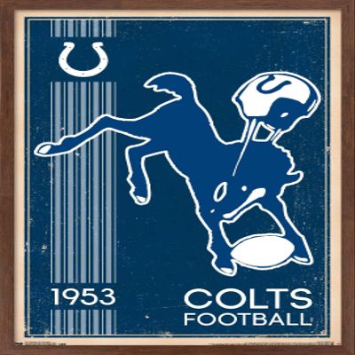 Trends International NFL Indianapolis Colts - Retro Logo 14 Wall Poster, 22.375" x 34", Mahogany Framed Version