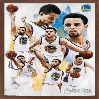 Trends International NBA Golden State Warriors - Stephen Curry 16 Wall Poster, 22.375" x 34", Mahogany Framed Version