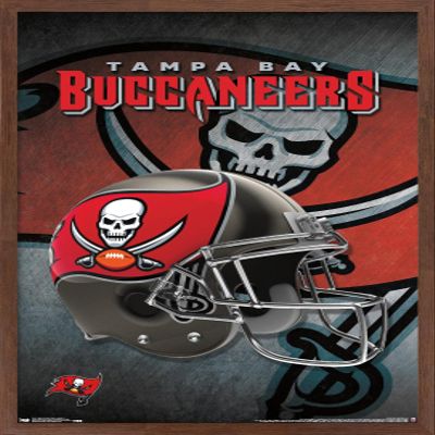 Trends International NFL Tampa Bay Buccaneers - Helmet 16 Wall Poster, 22.375" x 34", Mahogany Framed Version