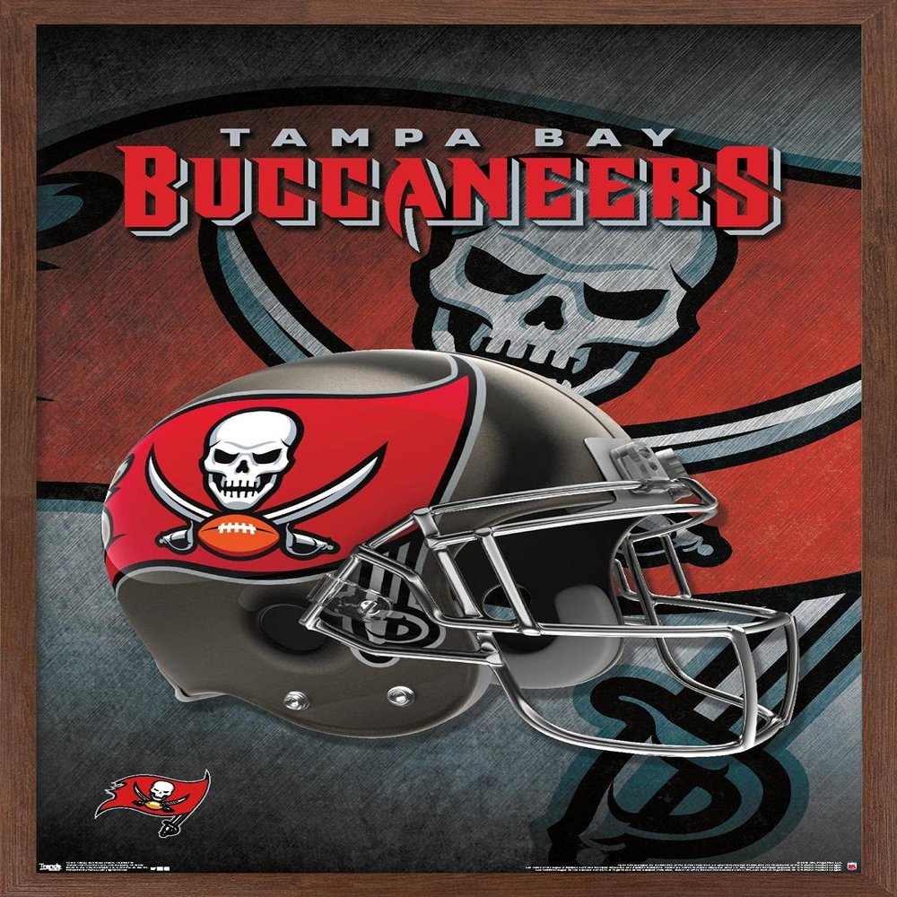 Trends International NFL Tampa Bay Buccaneers - Helmet 16 Wall Poster, 22.375" x 34", Mahogany Framed Version