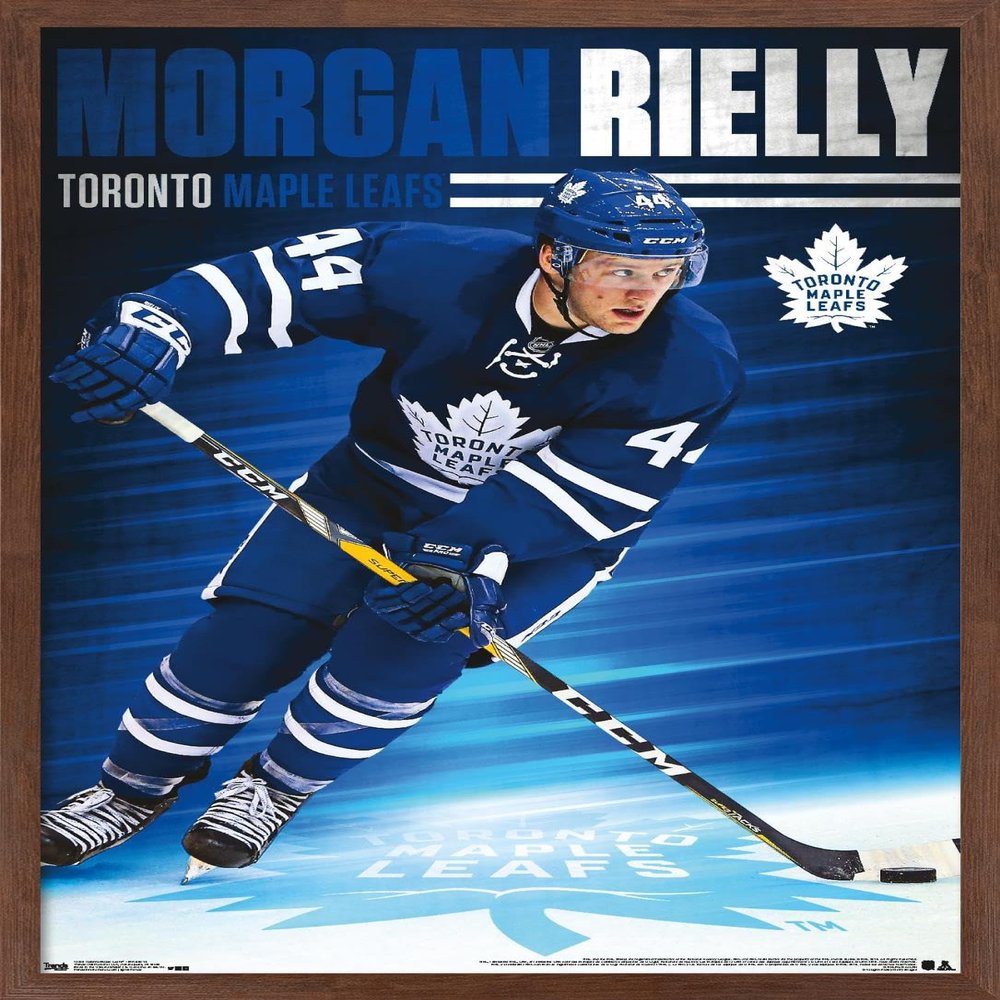 Trends International NHL Toronto Maple Leafs - Morgan Rielly 16 Wall Poster, 22.375" x 34", Mahogany Framed Version