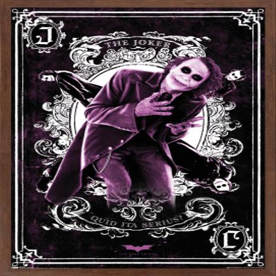 Trends International DC Comics Movie - The Dark Knight - The Joker Playing Card Wall Poster, 22.375" x 34", Mahogany Framed Version