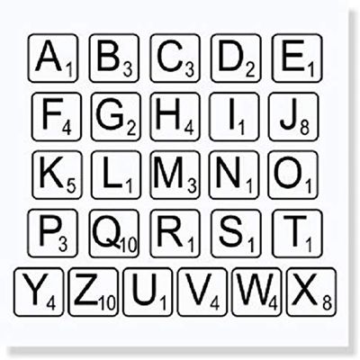 Custom Decal Sticker Scrabble Letters with Frame Farmhouse Wall Dcor Option 3: 6-9 Letters