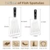 HaSteeL 2 Pack Stainless Steel Fish Spatula, Metal Slotted Turner Set, Griddle Grill Spatula for Kitchen Cooking, Flipping, Turning, Frying $ Grilling, Full Tang ABS Handle, DIshwasher Safe view 2