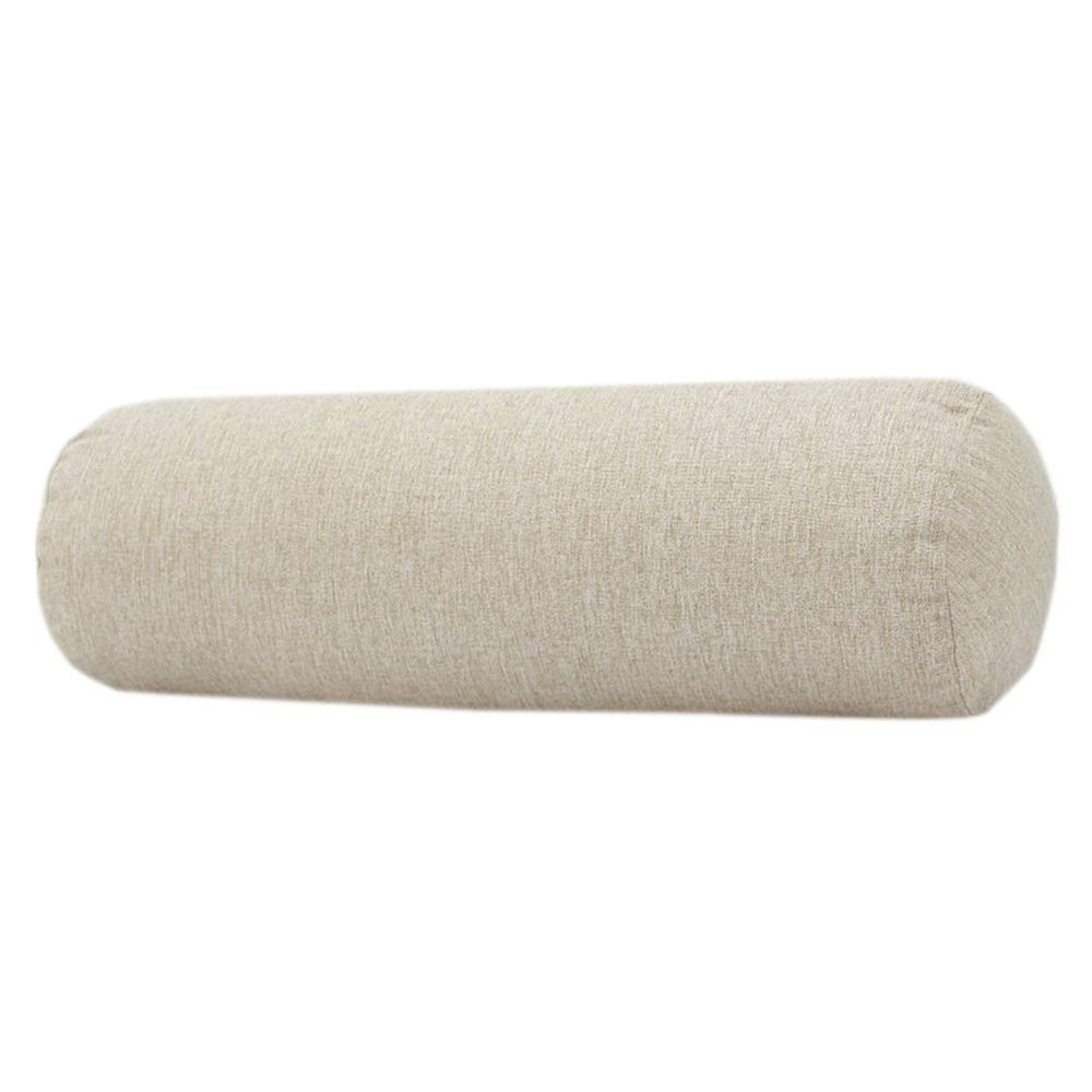 Cotton and Linen Long Cervical Pillow Solid Color Round Cervical Pillow Sofa Cushion Round Neck Bolster Pillows (Beige Yellow, 1040cm)