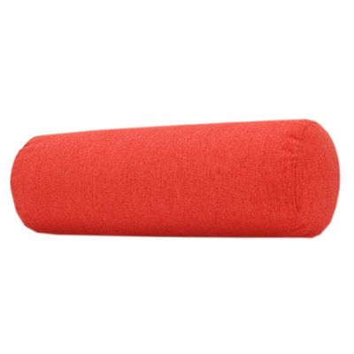 Cotton and Linen Long Cervical Pillow Solid Color Round Cervical Pillow Sofa Cushion Round Neck Bolster Pillows (Red, 1040cm)