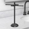 Gatco 1546MX Modern Round Base Freestanding Countertop S Style Towel Holder, Matte Black / 14.25" H x 8" W S-Shape Countertop Towel Rack/Hand Towel Holder for Bathroom, Kitchen view 3
