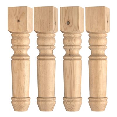 Osborne Portsmouth Coffee Table Leg in Knotty Pine Wood (Set of Four), Replacement Unfinished Wood Legs for Coffee Table or Bench Seat, Sanded and Ready to be Finished