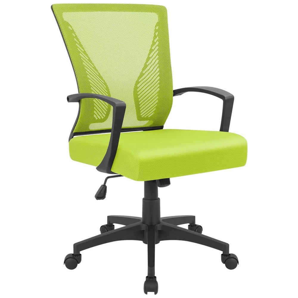 Furmax Office Chair Ergonomic Computer Desk Mesh Chair Mid Back Swivel Lumbar Support with Armrest (1, Cyan)