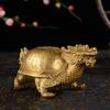 2.6in Feng Shui Brass Dragon Turtle Longevity Fertility Turtle Statue Collectible Parents Gift ZD127 view 4