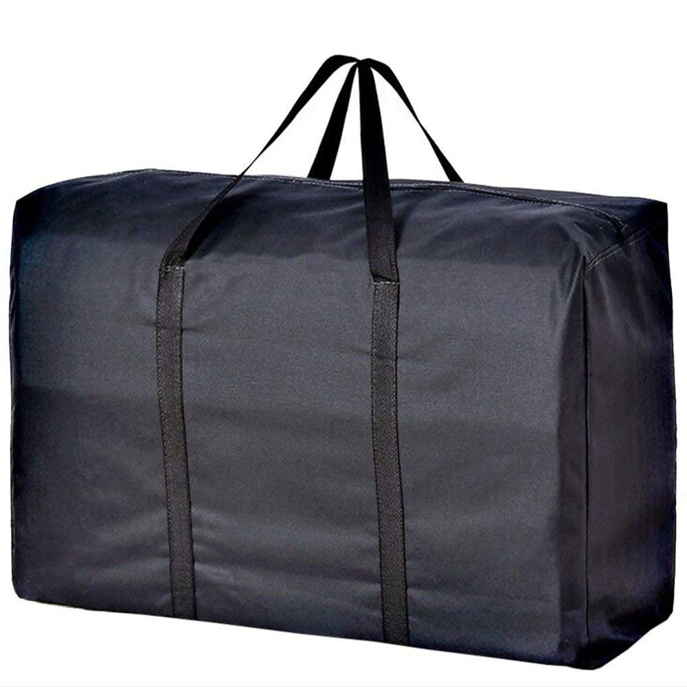 Extra Large Handy Storage Bag Waterproof Heavy Duty Oxford Travel Luggage Caddy Organizer Foldable Quilt Blanket Laundry Bag Weekender Duffel Space Saver Bag with Web Handle (Black, 160L)