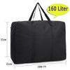 Extra Large Handy Storage Bag Waterproof Heavy Duty Oxford Travel Luggage Caddy Organizer Foldable Quilt Blanket Laundry Bag Weekender Duffel Space Saver Bag with Web Handle (Black, 160L) view 2