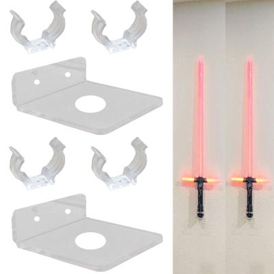 Pmsanzay 2 Pack, Universal Clear Acrylic Rack Lightsaber Display Wall Mount Light Saber Wall Rack Lightsaber Laser Sword Light Saber Wall Holder LED Light Saber Stand - Hardware Included.