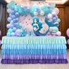 14ft Mermaid Tutu Tulle Table Skirt for Rectangle and Round Tables - Blue Purple Chiffon Decorations for Birthday Party, Baby Shower - Ruffle Skirting view 2
