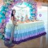 14ft Mermaid Tutu Tulle Table Skirt for Rectangle and Round Tables - Blue Purple Chiffon Decorations for Birthday Party, Baby Shower - Ruffle Skirting view 3