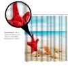 Amagical Shell on Sand Red Starfish Blue Ocean Decor 16 Piece Bathroom Mat Set Shower Curtain Set Non Slip Bath Mat Contour Mat Toilet Cover Waterproof Shower Curtain with 12 Hooks view 2