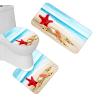 Amagical Shell on Sand Red Starfish Blue Ocean Decor 16 Piece Bathroom Mat Set Shower Curtain Set Non Slip Bath Mat Contour Mat Toilet Cover Waterproof Shower Curtain with 12 Hooks view 3