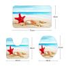 Amagical Shell on Sand Red Starfish Blue Ocean Decor 16 Piece Bathroom Mat Set Shower Curtain Set Non Slip Bath Mat Contour Mat Toilet Cover Waterproof Shower Curtain with 12 Hooks view 4