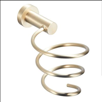 Hongbanlemp Brass Brushed Gold Hair Dryer Rack Sanitary Bathroom Bathroom Wall Mount