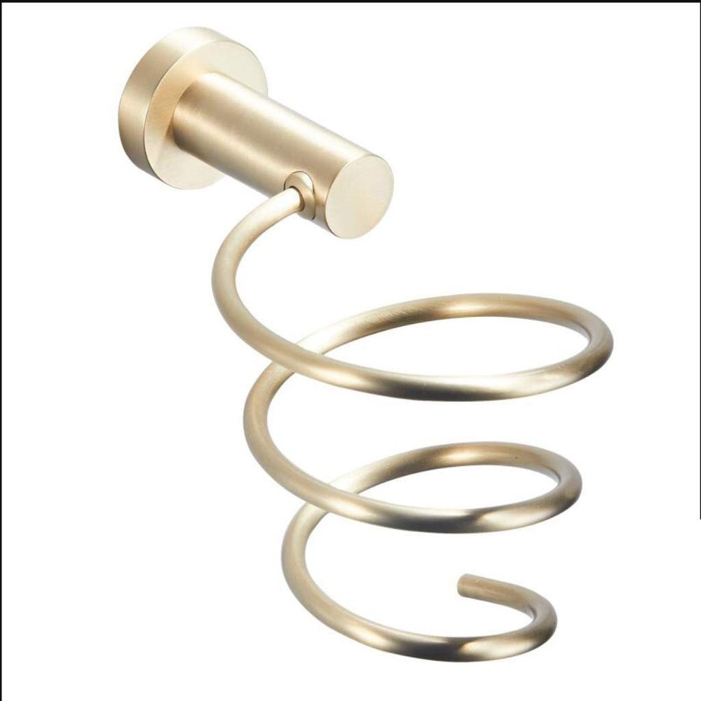 Hongbanlemp Brass Brushed Gold Hair Dryer Rack Sanitary Bathroom Bathroom Wall Mount