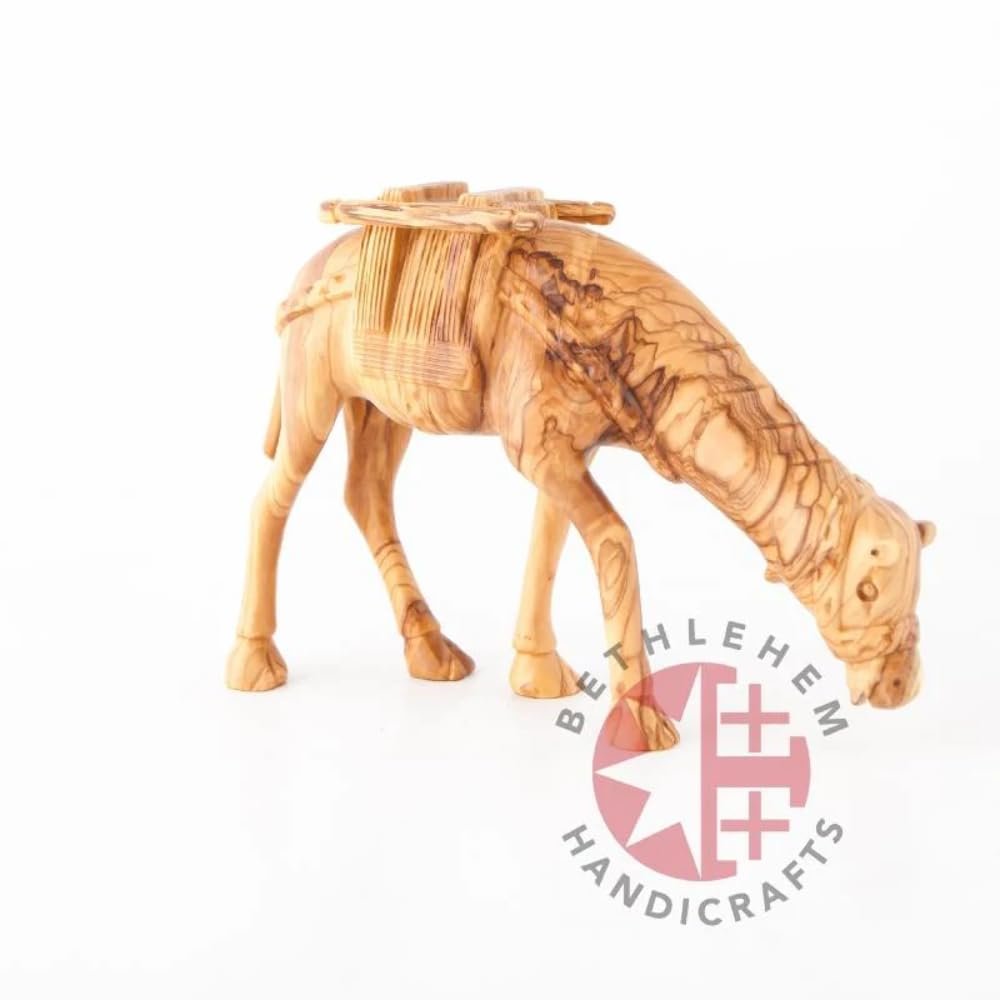Bethlehem Handicrafts Hand Carved Wood Grazing Camel