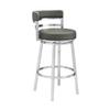 Armen Living Mardrid LCMABABSGR26 Counter Chair, Gray, 360 Rotation, Stainless Steel, Faux Leather Seat, Seat Height 26.0 inches (66 cm) view 1