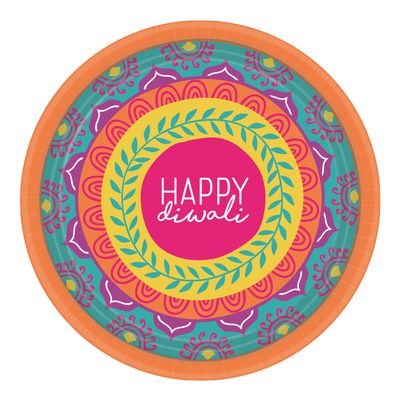 amscan 542413 Diwali Dessert Paper Plates 18cm-8 Pcs