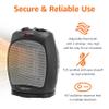 Amazon Basics Oscillating Ceramic Space Heater, Portable Fast Heating Indoor Solution, With Overheat and Tip-Over Protection, Thermostat, 1500W, 7.52"D x 6.34"W x 9.45"H, Black view 2