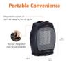 Amazon Basics Oscillating Ceramic Space Heater, Portable Fast Heating Indoor Solution, With Overheat and Tip-Over Protection, Thermostat, 1500W, 7.52"D x 6.34"W x 9.45"H, Black view 3