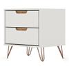 Manhattan Comfort Rockefeller Nightstand with Drawers, Mid Century Modern Bedside Table, Minimalist Display and Storage Organizer, Ideal for Bedroom and Living Room, Off White/Nature view 1