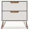 Manhattan Comfort Rockefeller Nightstand with Drawers, Mid Century Modern Bedside Table, Minimalist Display and Storage Organizer, Ideal for Bedroom and Living Room, Off White/Nature view 3