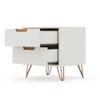 Manhattan Comfort Rockefeller Nightstand with Drawers, Mid Century Modern Bedside Table, Minimalist Display and Storage Organizer, Ideal for Bedroom and Living Room, Off White/Nature view 4