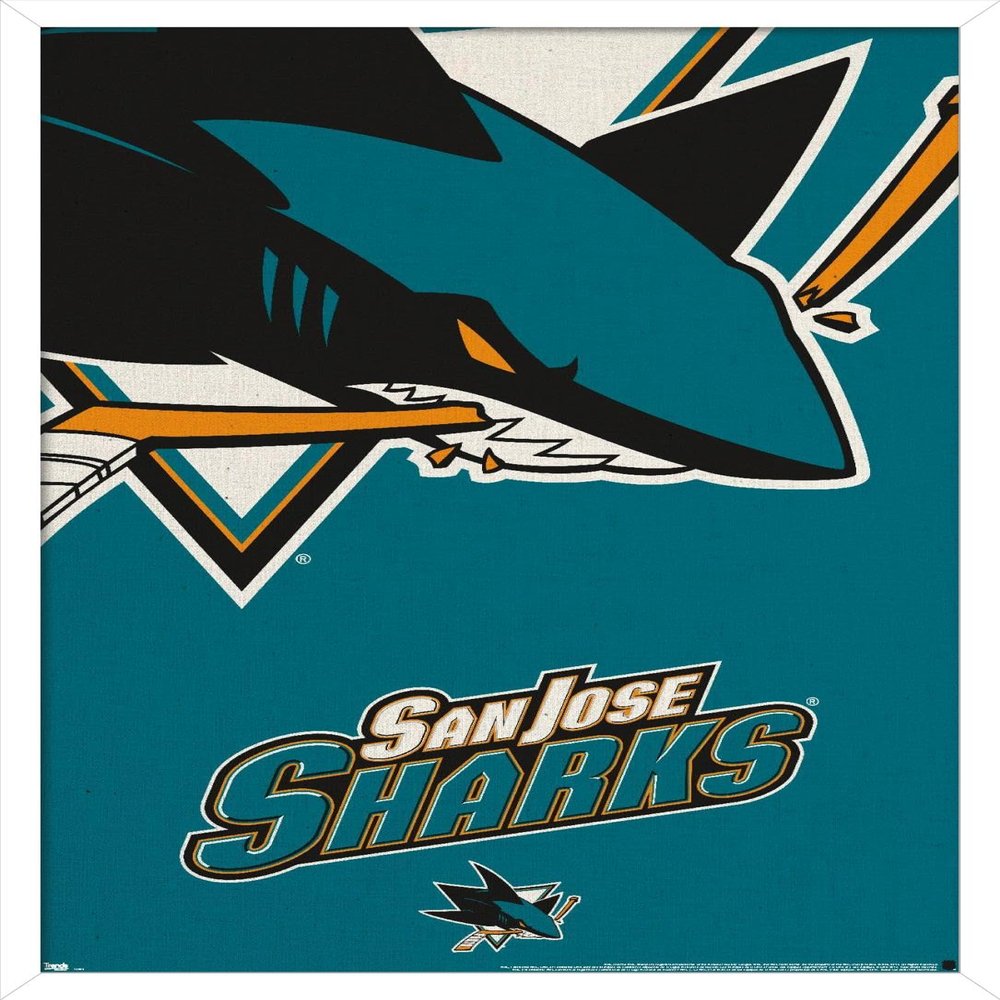 Trends International NHL San Jose Sharks - Logo 14 Wall Poster, 22.375" x 34", White Framed Version