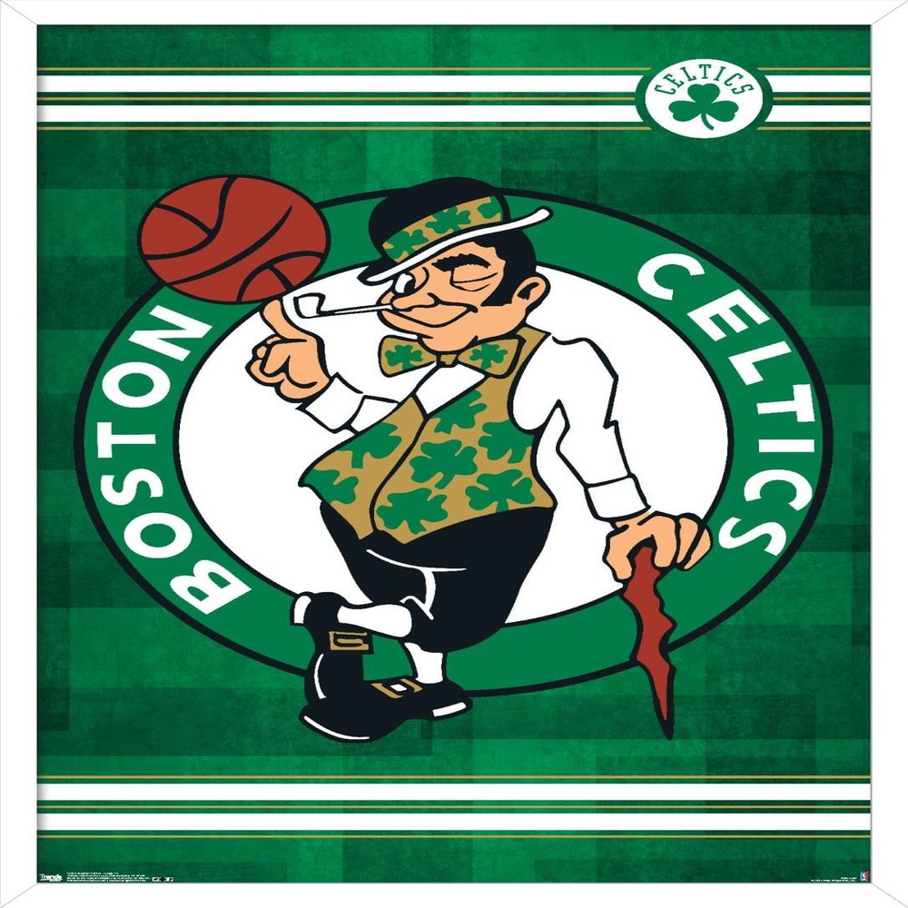 Trends International NBA Boston Celtics - Logo 14 Wall Poster, 22.375" x 34", White Framed Version
