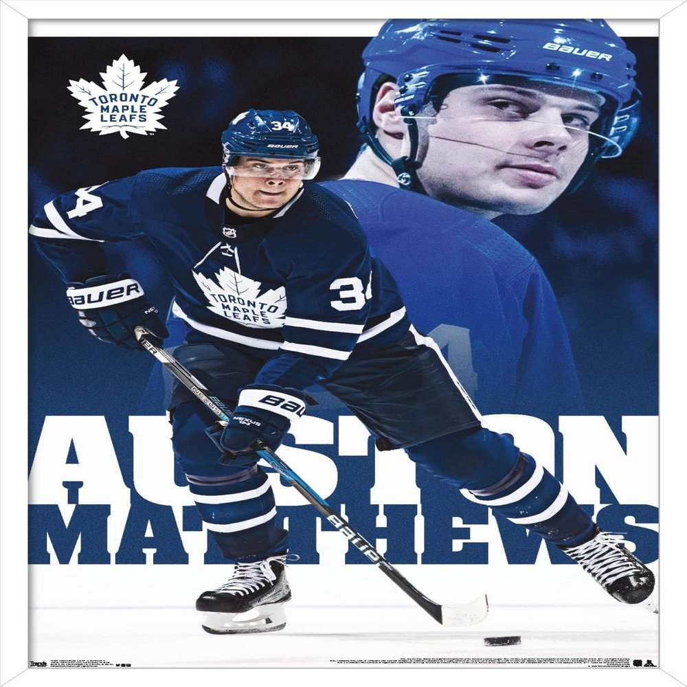Trends International NHL Toronto Maple Leafs - Auston Matthews 17 Wall Poster, 34L x 22.4W, White Framed Version