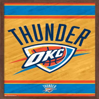 Trends International NBA Oklahoma City Thunder - Logo 14 Wall Poster, 22.375" x 34", Mahogany Framed Version