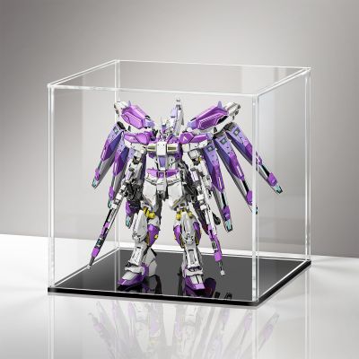LASOA Acrylic Display Case  Display Box for Collectibles, Figures, Memorabilia, Clear Showcase with Black Base, Self-Assembly Display Container, 10x10x10inch
