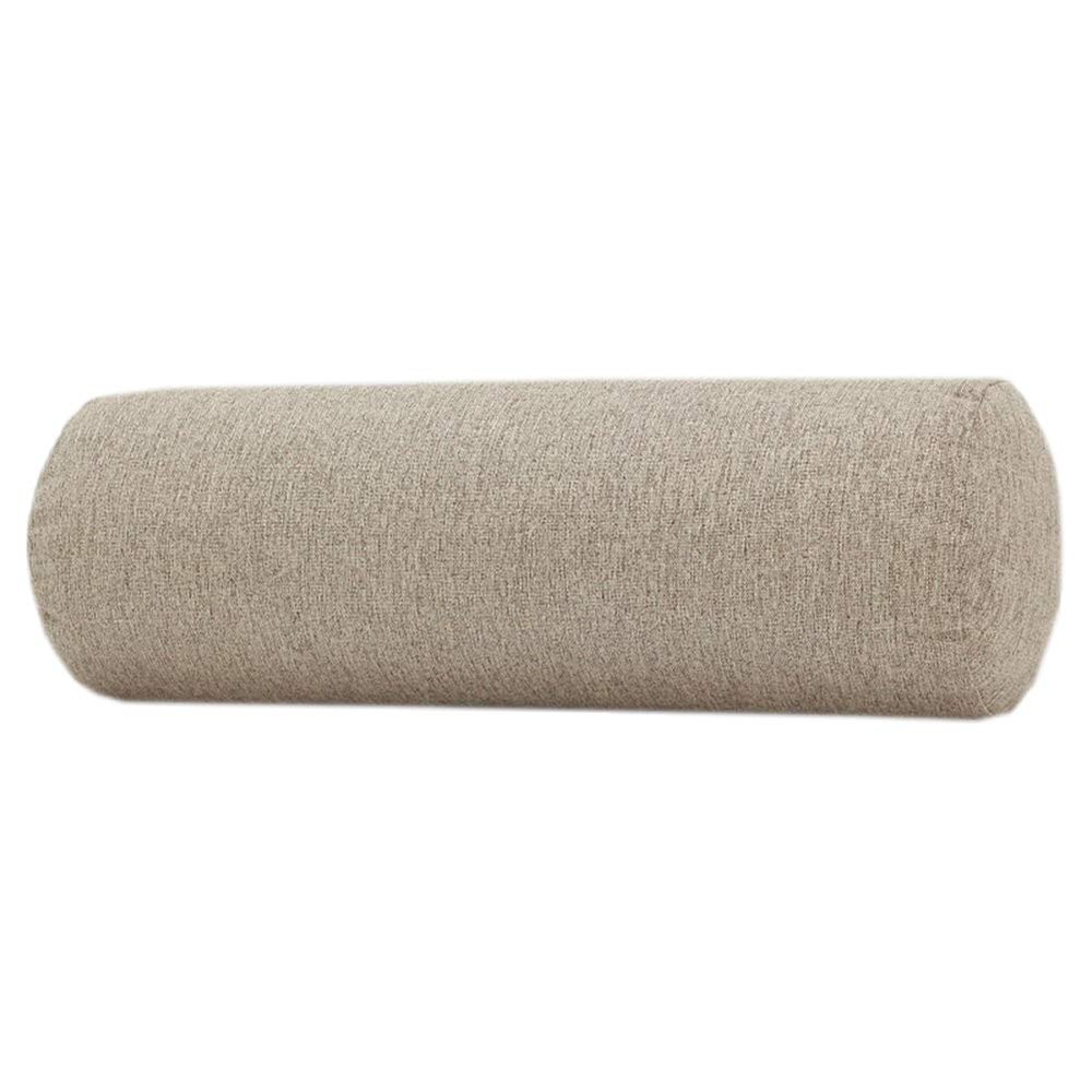 Cotton and Linen Long Cervical Pillow Solid Color Round Cervical Pillow Sofa Cushion Round Neck Bolster Pillows (Camel Color, 1040cm)
