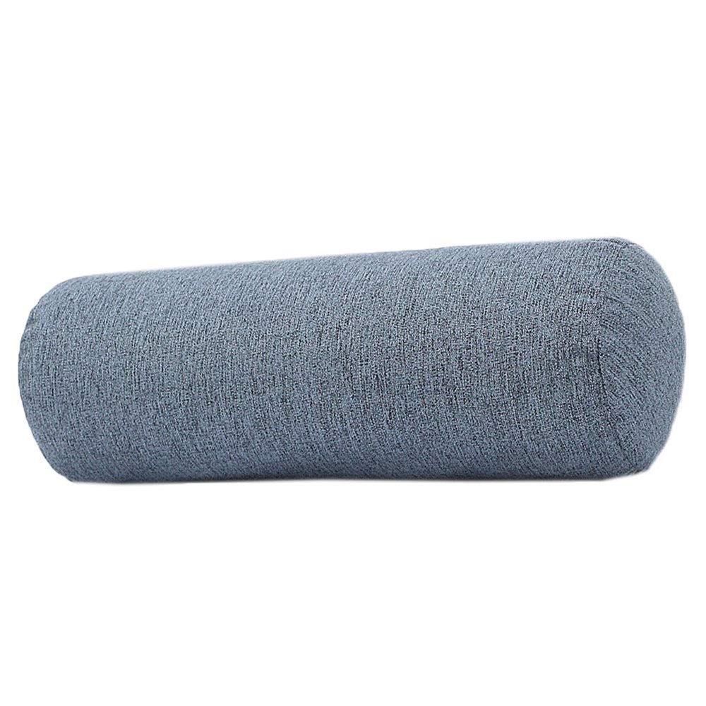 Cotton and Linen Long Cervical Pillow Solid Color Round Cervical Pillow Sofa Cushion Round Neck Bolster Pillows (Dark Blue, 1040cm)