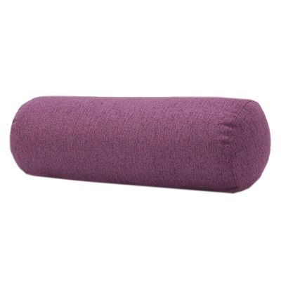Cotton and Linen Long Cervical Pillow Solid Color Round Cervical Pillow Sofa Cushion Round Neck Bolster Pillows (Purple, 1040cm)