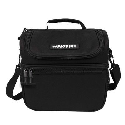 Patriot Coolers Duo Lunch Bag - 15 Can Lunch Cooler With Dual Compartments And Convenient Carry Strap (Black)