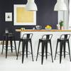COSTWAY Metal Bar Stools Set of 4, with Removable Back, 30 Bar Height with Rubber Feet, Stylish and Modern Chairs, for Kitchen, Dining Rooms, and Side Bar (Black, 30'') view 2