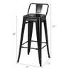 COSTWAY Metal Bar Stools Set of 4, with Removable Back, 30 Bar Height with Rubber Feet, Stylish and Modern Chairs, for Kitchen, Dining Rooms, and Side Bar (Black, 30'') view 3
