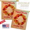 Thanksgiving Day Wreath House Flags 2 pcs Pack Falltime Turkey Give Thanks Gobble Pumpkin Season Autumntime Cornucopia Small Decorative Gift Yard Banner Double-Sided Made In USA 28 X 40 view 3