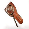 Marine Nautical Store Vintage Brass Handheld Magnifying Glass 4" Magnifier Table Top with Brown Leather Case view 1