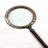 Marine Nautical Store Vintage Brass Handheld Magnifying Glass 4" Magnifier Table Top with Brown Leather Case view 3