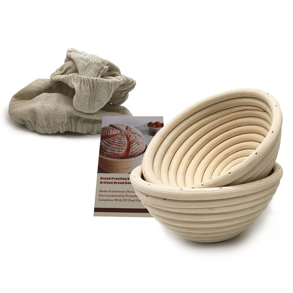 5 Inch Round Bread Proofing Basket Sourdough Rising Rattan Bowl for Artisan Bread Home Baking, 2 Pack