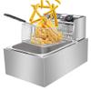 Electric Deep Fryer -Commercial Deep Fryer with Basket 2500watt Countertop Stainless Steel French Fries Restaurant Home Kitchen 6.3QT/6L US Plug Silver, US Stock view 1