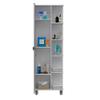 Tuhome Urano Mirror Linen Cabinet with Four Internal Shelves, Five External Display Shelves, Spacious Single-Door Compartment and Modern Tall Storage Design for Bathroom, Kitchen, Bedroom or Multifun view 4